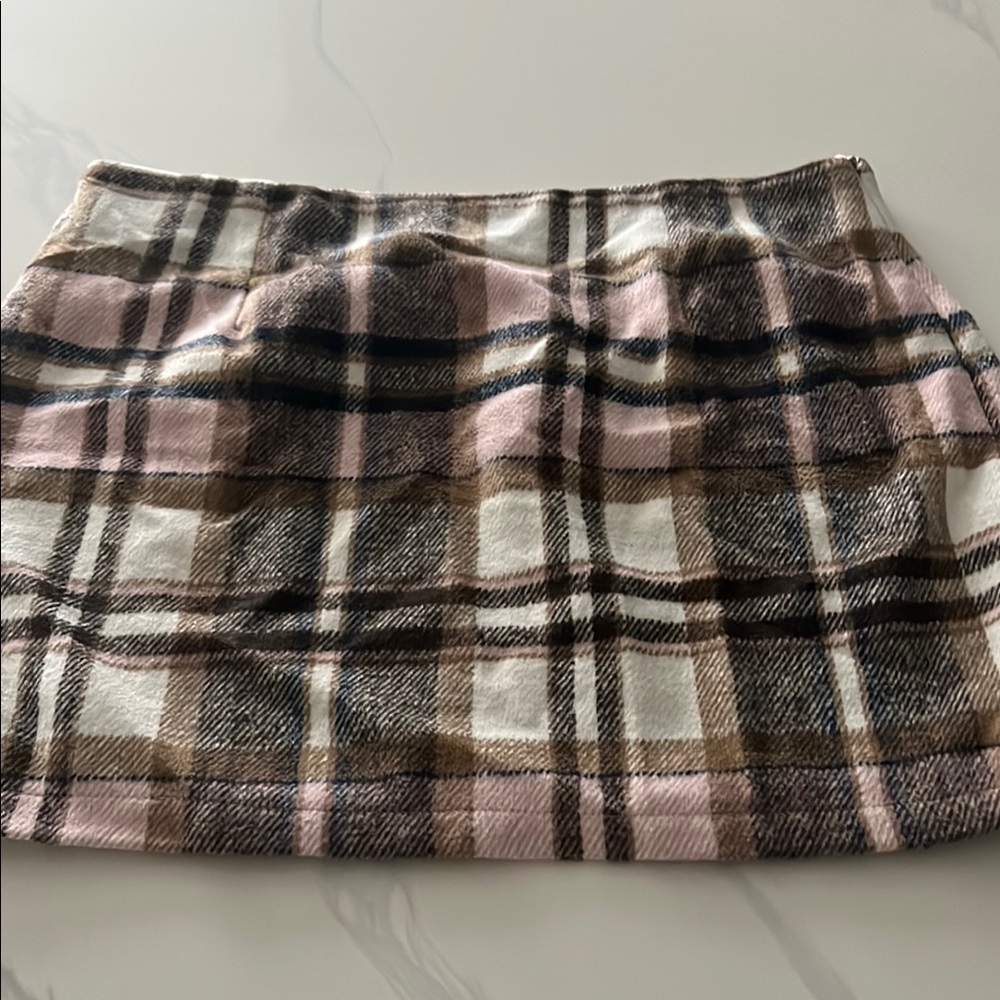 Plaid Women's Skirt in Pink and Brown